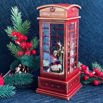ТЕЛЕФОННАЯ БУДКА, СВЕТОДИОДНЫЙ ФОНАРЬ, Рождественский вертеп + Музыкальная шкатулка