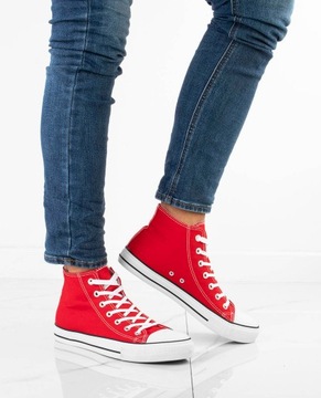 CZERWONE WYSOKIE TRAMPKI TENISÓWKI KLASYCZNE 38