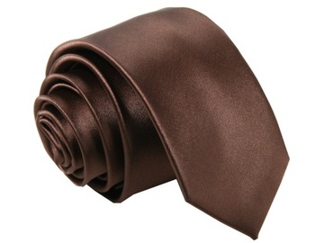 KRAWAT GŁADKI BRĄZOWY