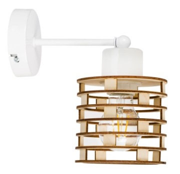 LAMPA KINKIET ścienny stały loft SPRĘŻYNA Drewno
