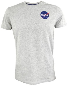 Szary t-shirt męski z bawełną nadruk NASA rozmiar M