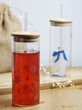 СТЕКЛЯННАЯ бутылка, стакан SMOOTHIE, 600 мл, с трубочкой