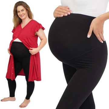 CZARNE LEGGINSY CIĄŻOWE r. XL z PANELEM bezuciskowe getry kryjące