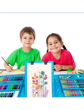 БОЛЬШОЙ ХУДОЖЕСТВЕННЫЙ НАБОР для рисования, мелки, краски, чемодан, 208 предметов, в подарок