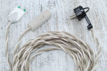 kabel len bawełna skręcany przewód w oplocie naturalnym lampa pająk 2x075