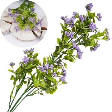 GAŁĄZKA POJEDYNCZA SZTUCZNA 64 cm POJEDYNCZY KWIAT GIPSÓWKA ROŚLINY FIOLET