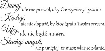 Naklejka na ścianę cytat napis Dawaj Kochaj Ufaj