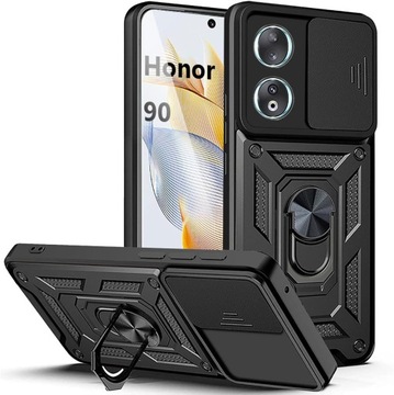 Etui do HONOR 90 5G PANCERNE RING 360° Szkło 3D FULLGLUE z czytnikiem linii