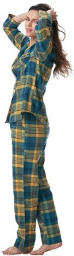 Rozpinana Piżama damska 3XL Key 407 XXXL Flanelowa Bawełniana w Kratkę