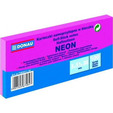Karteczki samoprzylepne Donau 38 x 51 neon różowy