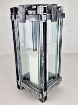 БОЛЬШАЯ ДЕКОРАТИВНАЯ СТЕКЛЯННАЯ СВЕЧА ДЛЯ МОГИЛЫ 30,5 СМ, СЕРЕБРО 30,5 СМ