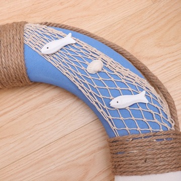 DEKORACJA DRZWIOWA ŚRÓDZIEMNOMORSKA Z NIEBIESKĄ RYBKĄ - 50CM