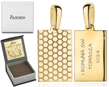 ZŁOTA ZAWIESZKA WISIOREK DWUSTRONNA ZE ZDOBIENIEM