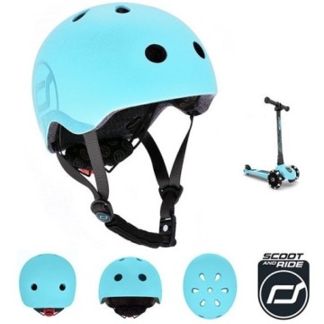 ДЕТСКИЙ ШЛЕМ SCOOTANDRIDE Регулируемая светодиодная подсветка S-M Blueberry 3 года+