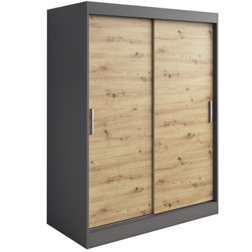 Szafa przesuwna 150cm 2 wnętrza ANTRACYT + ARTISAN
