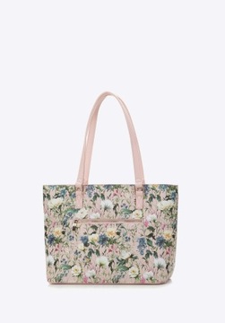 WITTCHEN torebka shopper skóra ekologiczna różowy + modne kwiaty
