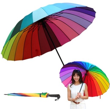 DUŻY PARASOL SKŁADANY PARASOLKA TĘCZOWA KOLOROWA XL