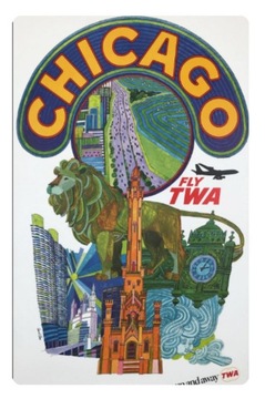 Magnes stara reklama Chicago podróże 1968