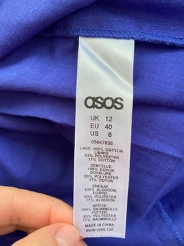 ASOS 40 BAWEŁNA SUKIENKA DAMSKA WESELE GRANAT