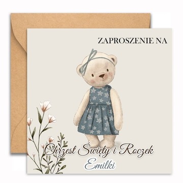 ZAPROSZENIA NA CHRZEST I ROCZEK 10szt IMIĘ MIŚ 114
