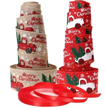 РОЖДЕСТВЕНСКАЯ ДЕКОРАТИВНАЯ ЛЕНТА, ЛЕН, НАБОР 3 шт.
