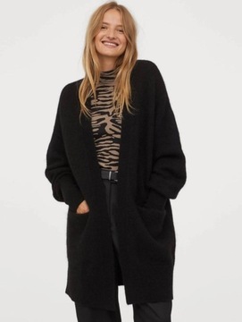 H&M HM Kardigan z domieszką wełny sweter damski modny luźny oversize 34 XS