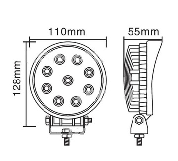 Круглая светодиодная рабочая лампа 9 светодиодов x 3 Вт 12 В/24 В