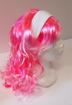 ПАРИК БАРБИ, ДЛИННЫЕ РОЗОВЫЕ И БЕЛЫЕ, СЛЕГКО ВЬЮЧИВЫЕ НИЧКИ С ЧЕЛКОЙ