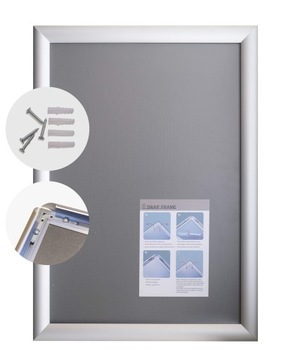 Ramka Rama OWZ Aluminiowa Zatrzaskowa Reklamowa 59,4x84,1 cm A1 srebrna