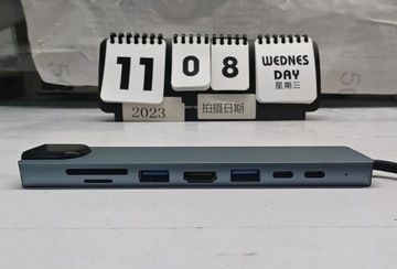 STACJA DOKUJĄCA 8W1 Z 4K HDMI TYPC 100W PD PORT USBC 3.0 CZYTNIK KART SD/TF