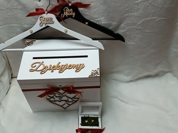 Коробка для конвертов и обручальных колец и вешалки+корзины, бордовый