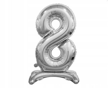 Balon foliowy Cyfra stojąca 8, srebrna, 74 cm
