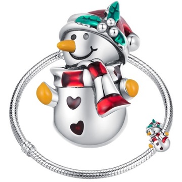 CHARMS BAŁWANEK srebro S925 ZAWIESZKA koralik ŚWIĘTA beads