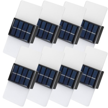 8x Kinkiet Lampka Solarna AKRYL LED IP65 Ozdobne Oświetlenie Domu Altanki