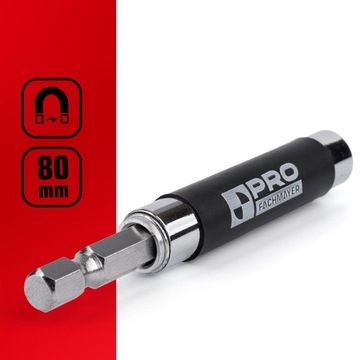 МАГНИТНЫЙ ДЕРЖАТЕЛЬ С НАПРАВЛЯЮЩЕЙ ДЛЯ БИТ, ПЕРЕХОДНИК-УДЛИНИТЕЛЬ 80мм ШЕСТИГРАННИК 1/4