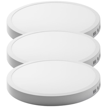 3x Panel plafon LED natynkowy okrągły 24W NEUTRAL