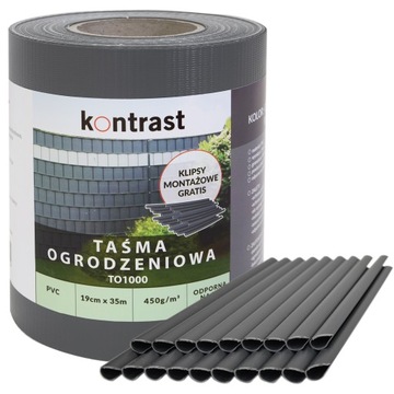 TAŚMA OGRODZENIOWA OSŁONA NA OGRODZENIE PANELOWE 19x35m 450 KLIPSY ANTRACYT