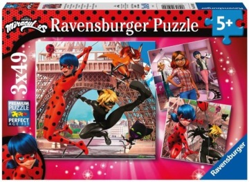 Puzle Pro Holčičku 5 Let Miraculum 3x49 dílků Puzzle Krásné