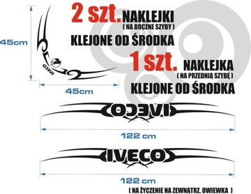 Naklejki na narożniki szyby TIR IVECO 45 x 45 + pas blenda , 108 wzorów