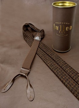 Подтяжки BROWN PLATED WOOL HARRIS TWEED на пуговицах