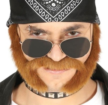 BOKOBRODY Z WĄSEM BRĄZ ŚMIESZNE WĄS BRODA HARLEY