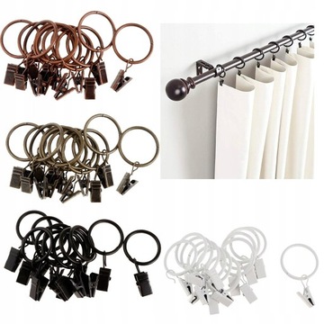 12 Pieces Curtain Ring Hook with Clips Strong Iron