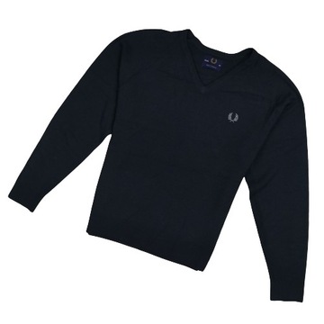 FRED PERRY MĘSKI SWETER WEŁNIANY L WEŁNA JAGNIĘCA PREMIUM UNIKAT