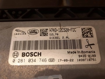 JAGUAR F-PACE X761 MODUL ŘÍZENÍ MOTORU H7A3-12C520-FDC