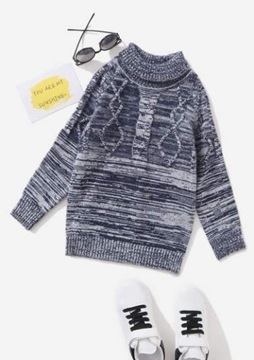 SHEIN SWETER Z GOLFEM NIEBIESKI CHŁOPIĘCY 160 V3G