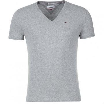 Tommy Jeans t-shirt koszulka męska v-neck szara DM0DM04410-038 L