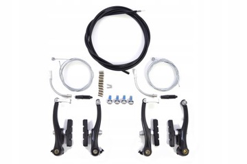 HAMULCE SACCON TYPU V-Brake CZARNE alu+linki+pancerz+klocki zestaw na rower