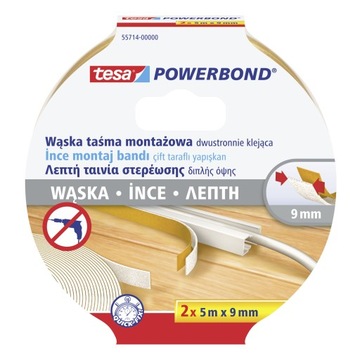 Tesa 55714 TAŚMA MONTAŻOWA WĄSKA, listy LED 9mm/5m