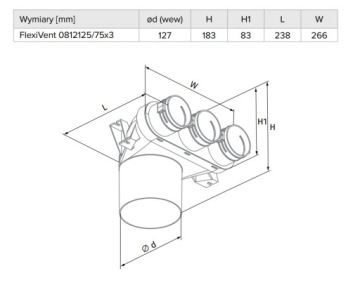 Статическая камера для рекуперации тепла fi 125 3x75 FlexiVent 0812125/75x3