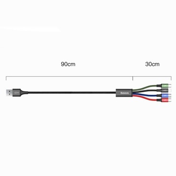 КАБЕЛЬ BASEUS ДЛЯ iPhone 4IN1 USB — 2X LIGHTNING MICRO TYPE-C + стилус